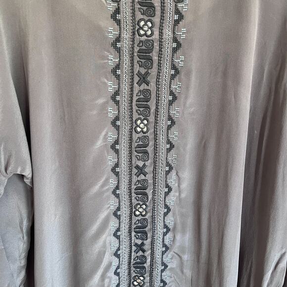 Johnny Was Biya Alka Silk Embroidered Tunic Top Size M Boho Lagenlook Artsy Folk - Picture 4 of 8
